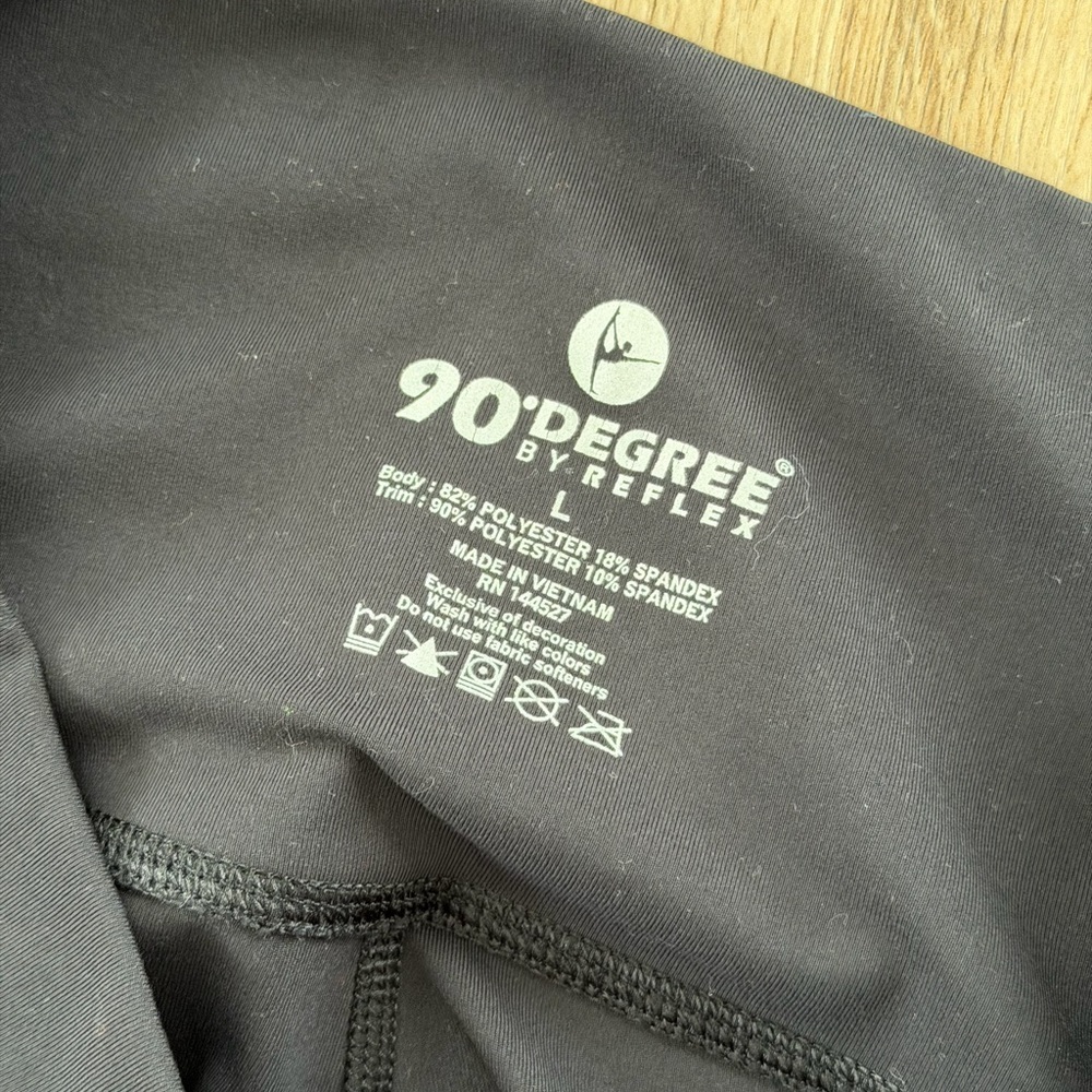 NWT 90 Degree by Reflex Black Flare Leggings Open Bottom High Rise Size L - Picture 4 of 5
